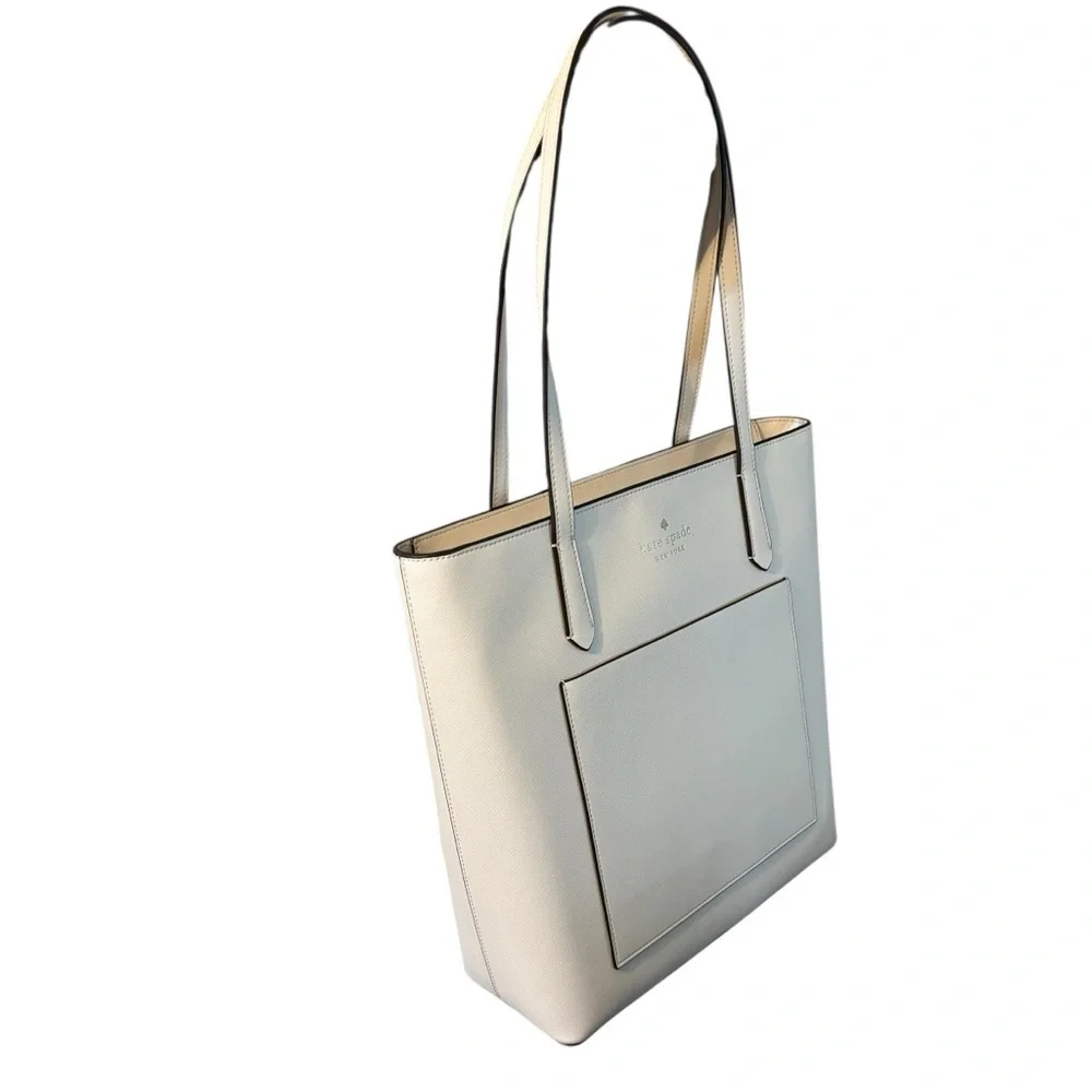 NWT Kate Spade Tote Parchment White Bag Saffiano PVC Daily K8662 Gold Logo NEW